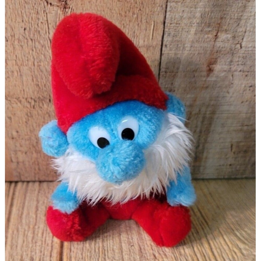 Vintage 1981 ~ Papa Smurf Plush ~ Wallace Berrie & Co. Peyo 8” Stuffed Animal